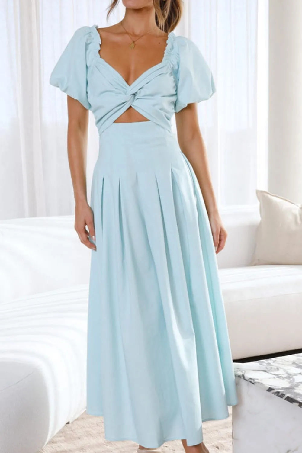 Sweetheart Neck Puff Sleeve Dress, view 26