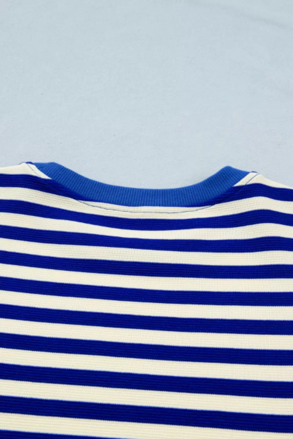 Womens royal blue striped ruffle sleeve top and shorts matching set