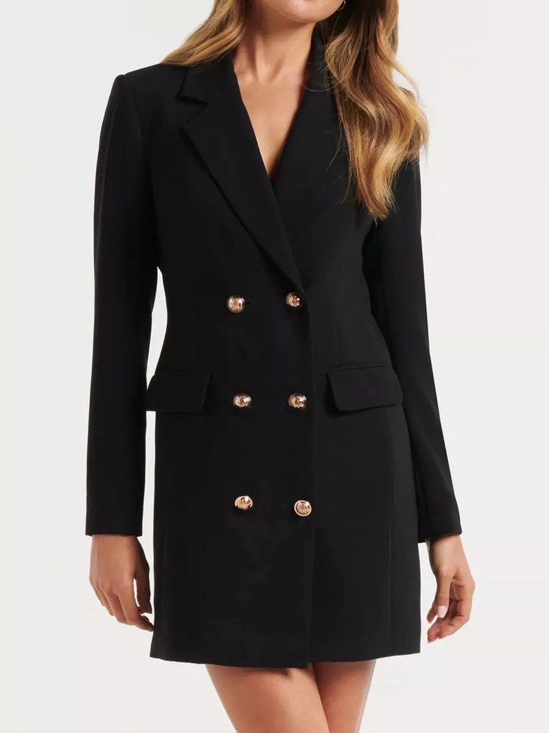 double breasted long sleeve blazer dress front view