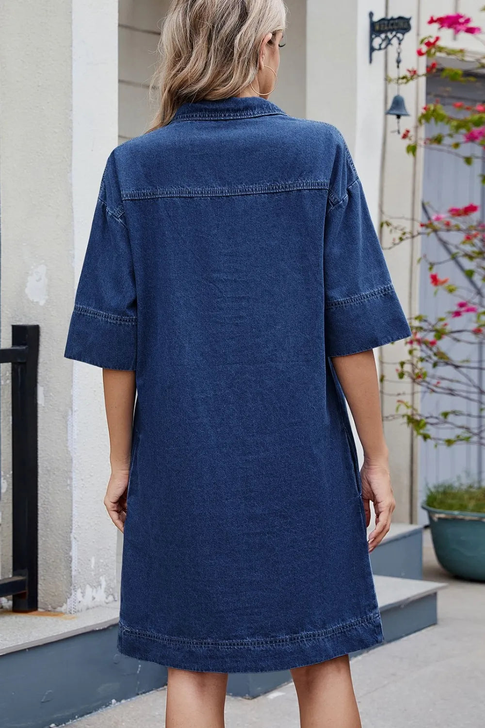 Denim dress pocket detail