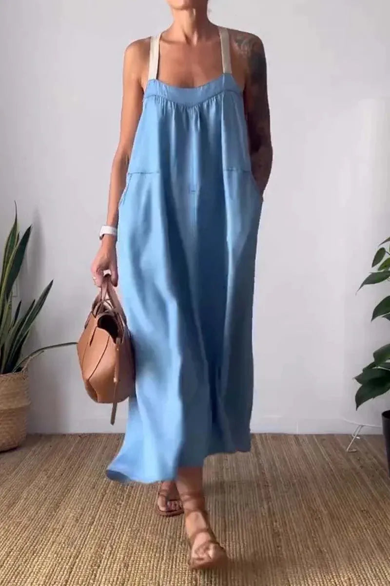 Ruched Cami Maxi Dress with Pockets Plus Size styling view