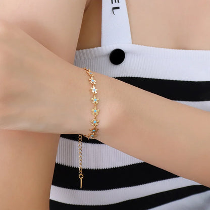 Titanium Steel Drip Oil Flower Bracelet - Fashorio