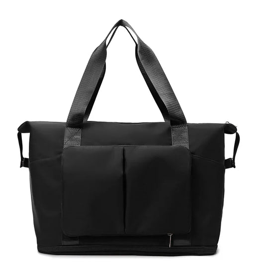 Oxford Cloth Multi Pocket Travel Bag Black One Size - Fashorio