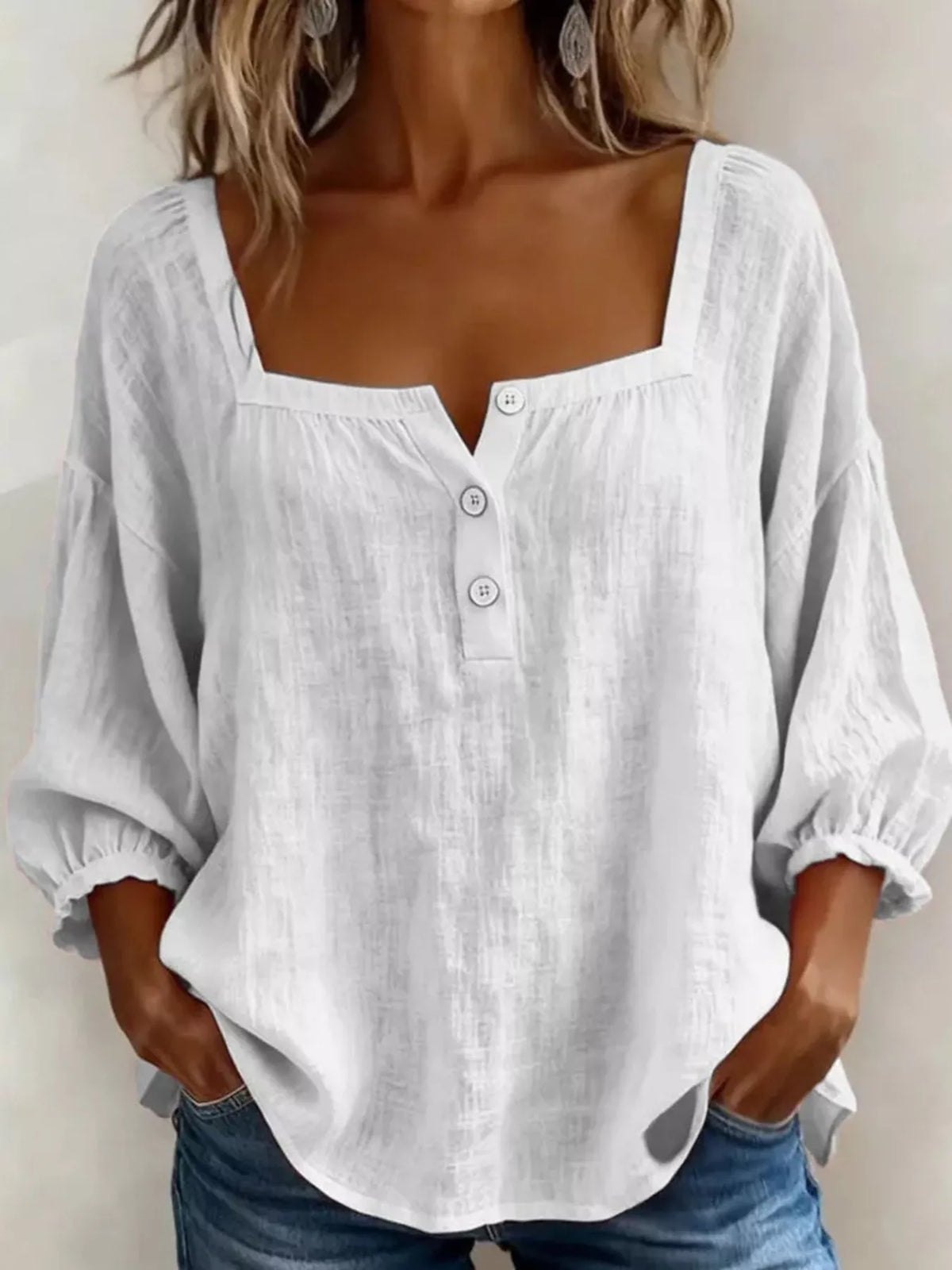 Square Neck Button Detail Blouse, view 11