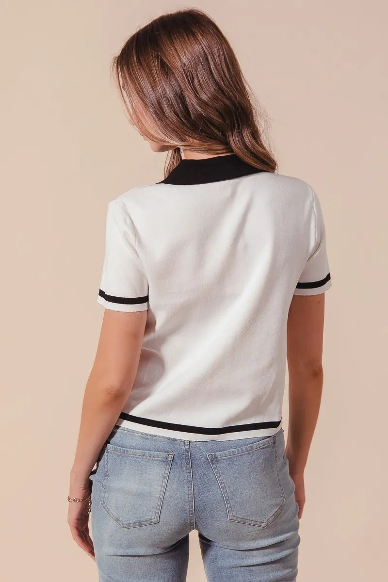SO ME Button Down Knitted Sweater Shirt Top - Fashorio