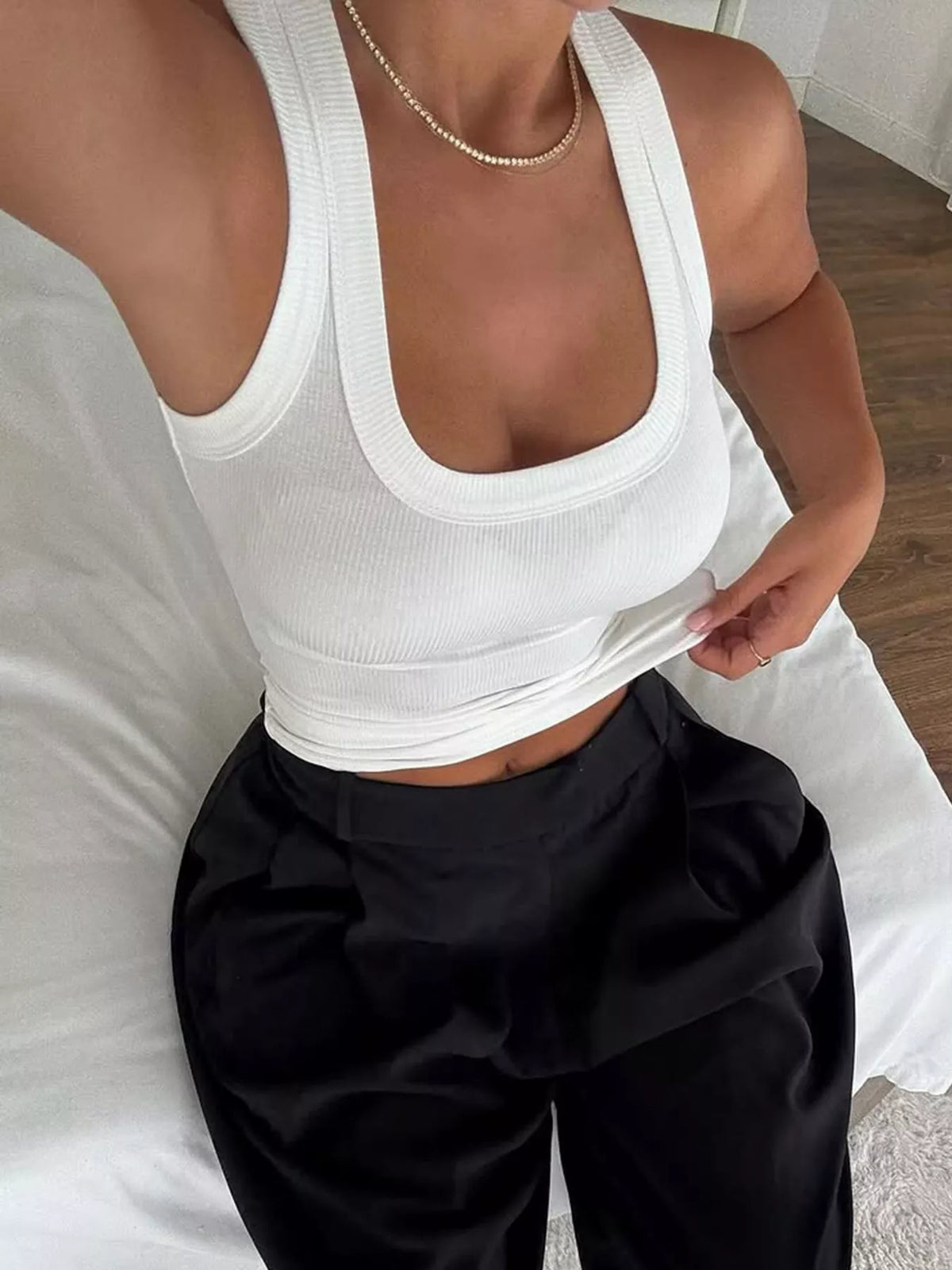 Back view of the ribbed tank top