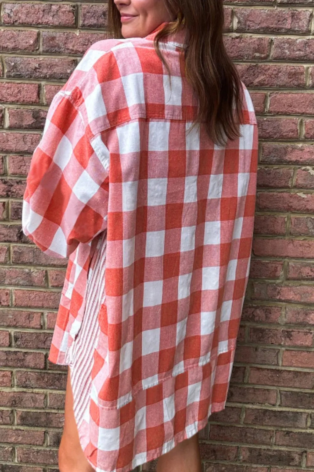 Plaid shirt dress with collar side view