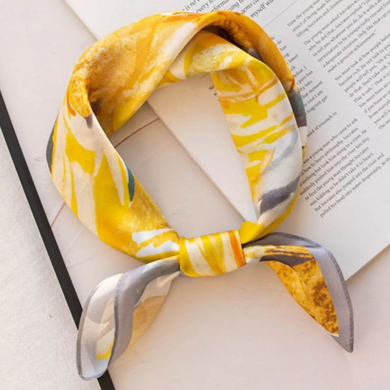 Floral print silk square scarf in sherbet