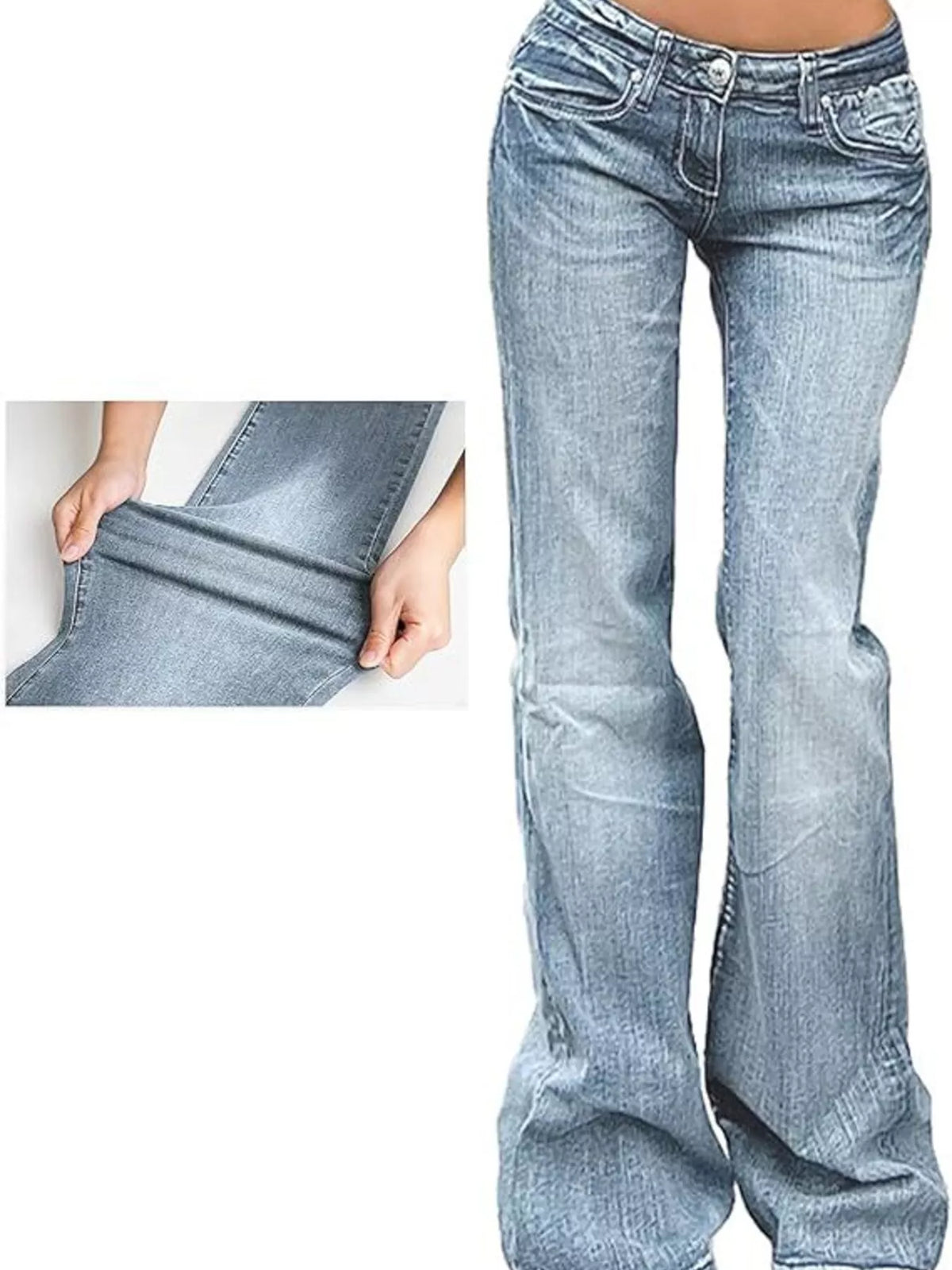 Low rise jeans flared leg detail
