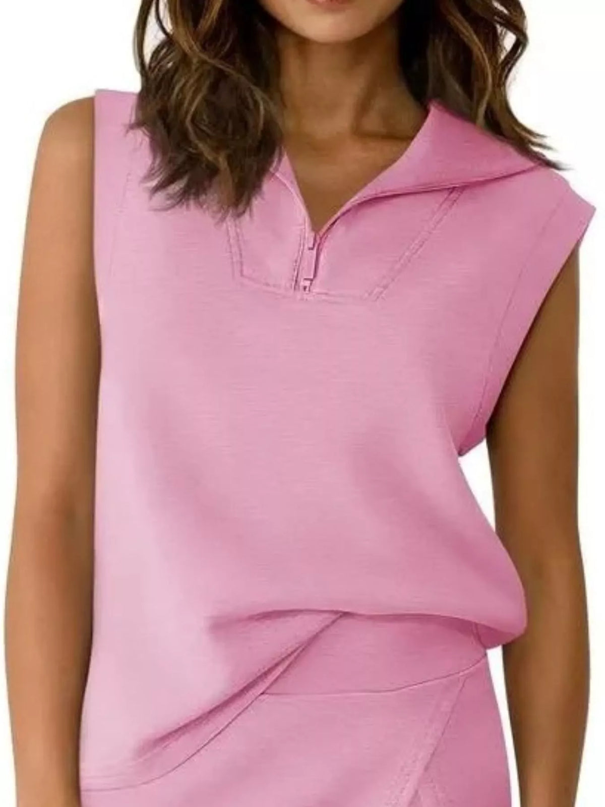 Quarter zip skort set fabric texture