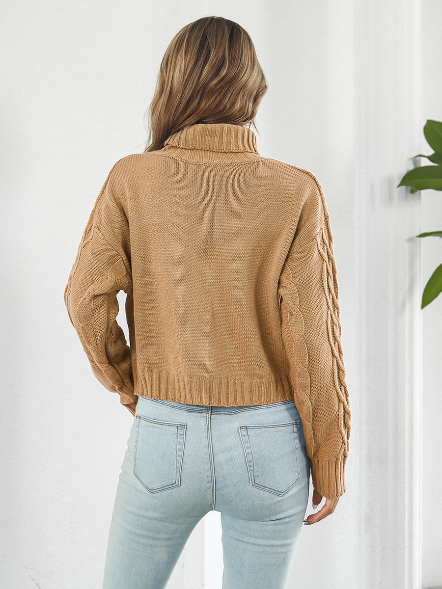 Turtleneck Dropped Shoulder Sweater - Fashorio