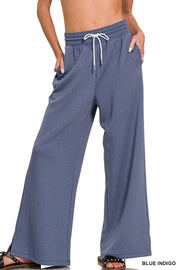Zenana Scuba Drawstring Pants BLUE INDIGO - Fashorio