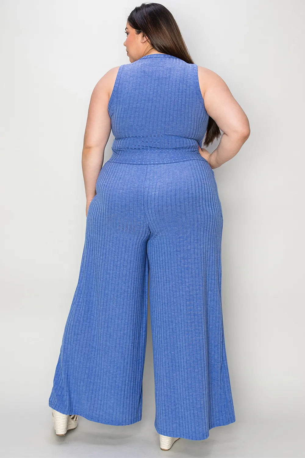 Ribbed Tank and Wide Leg Pants Set, view 21