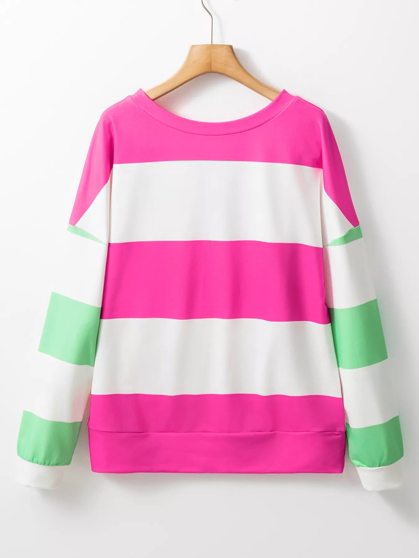 Color Block Drop Shoulder Long Sleeve Top - Fashorio