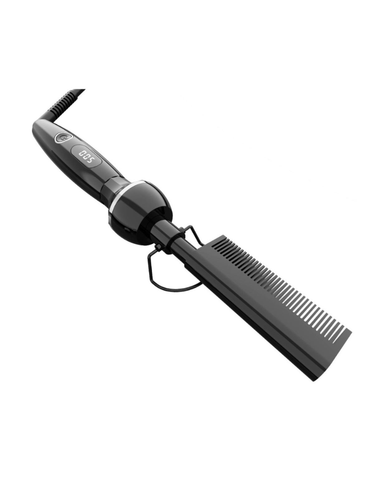 Straightening comb heated bristles close up