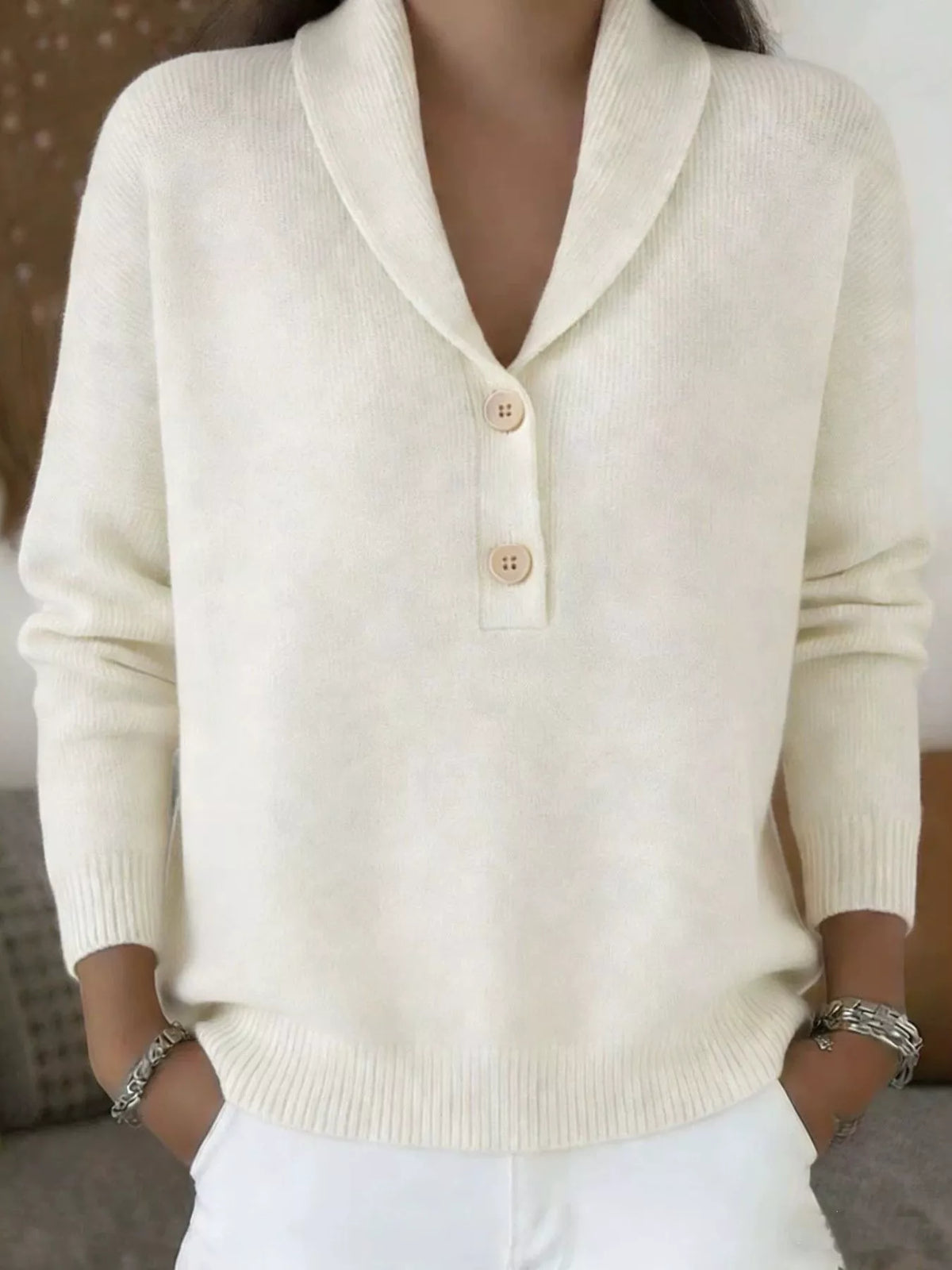 Button Detail Knit Sweater Plus Size view 7