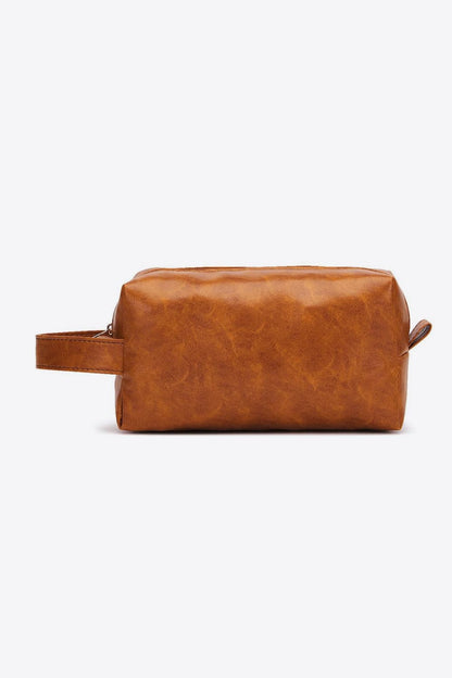PU Leather Makeup Bag Caramel One Size - Fashorio