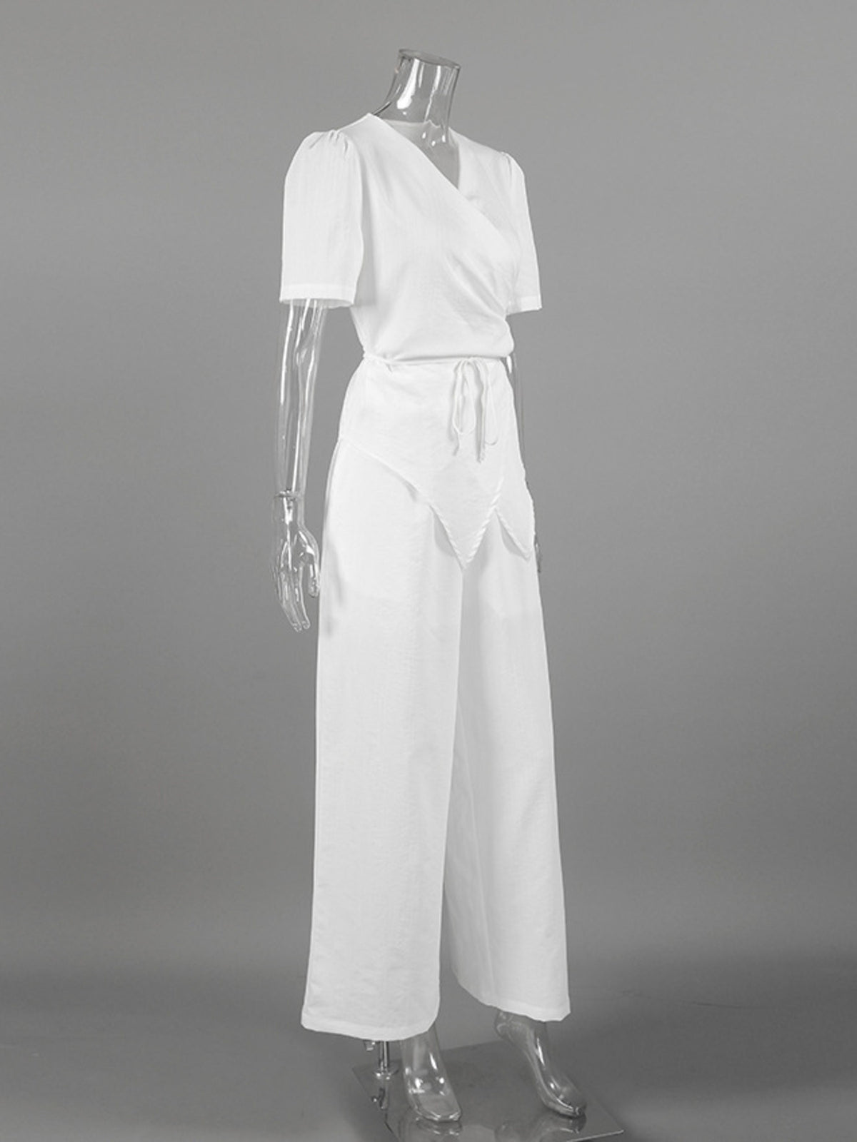 White wrap set fabric drape detail