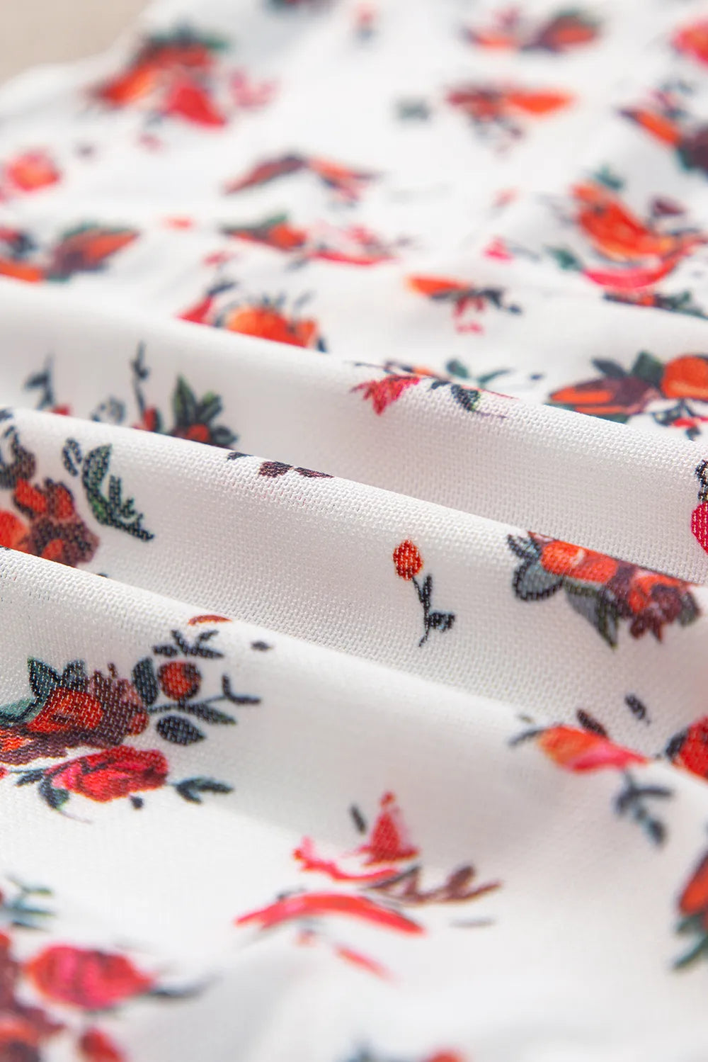 Floral Frilled Trim Spaghetti Straps Bodysuit - Fashorio