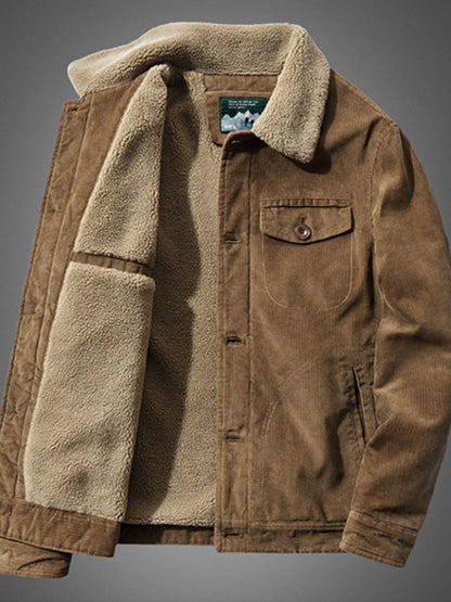 Men's Plus Size Sherpa Corduroy Button Up Jacket - Fashorio