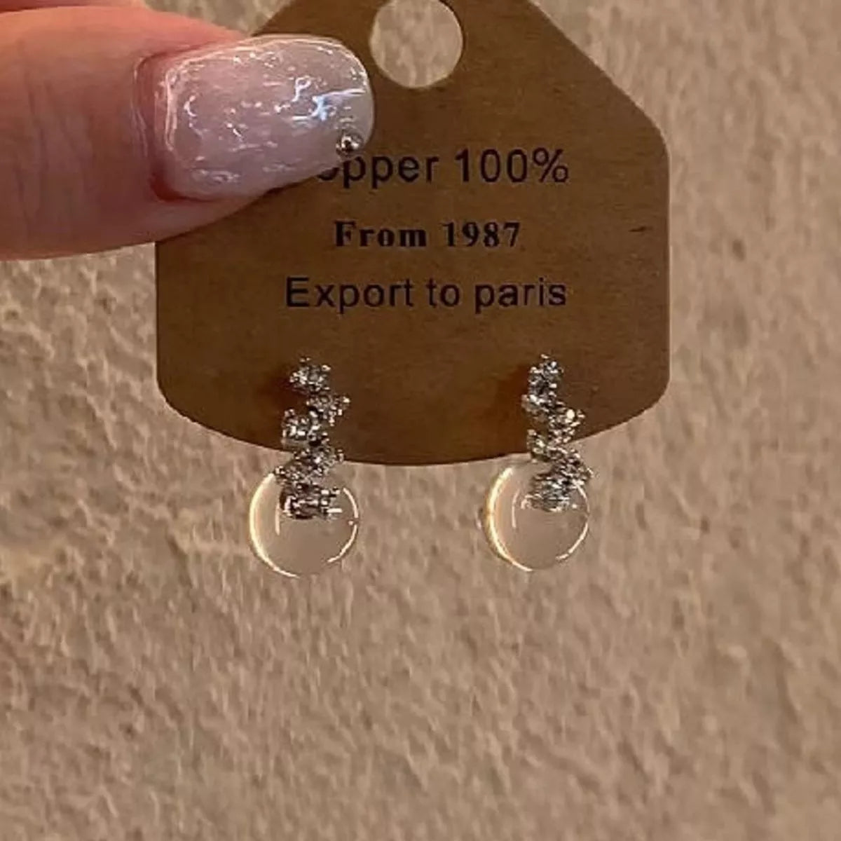 Crystal ball drop earrings in sterling silver back view