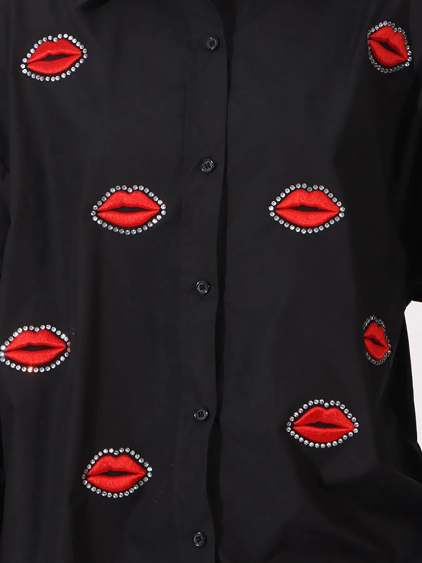 Lips Button Up Long Sleeve Shirt - Fashorio