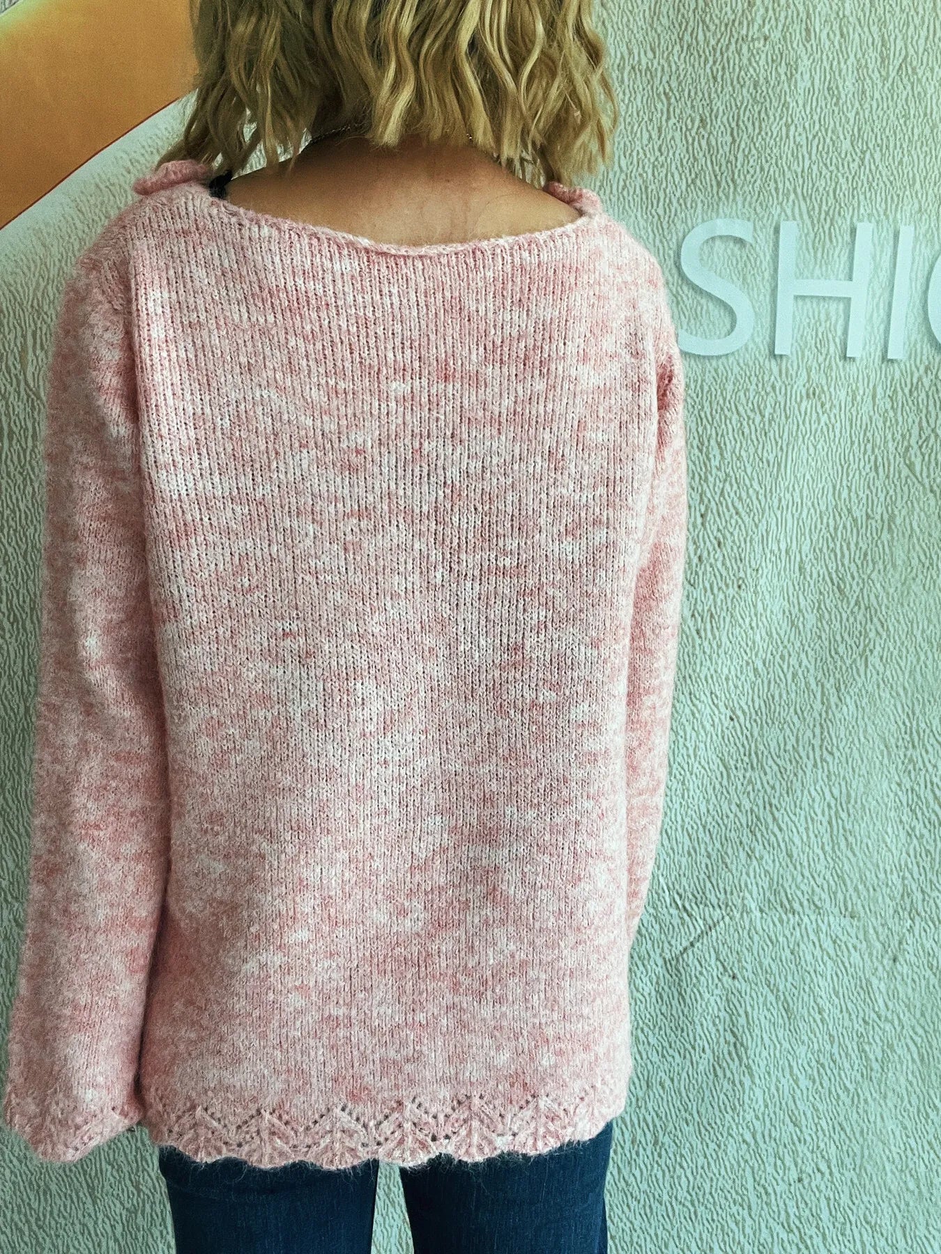 Flower V-Neck Long Sleeve Sweater - Fashorio