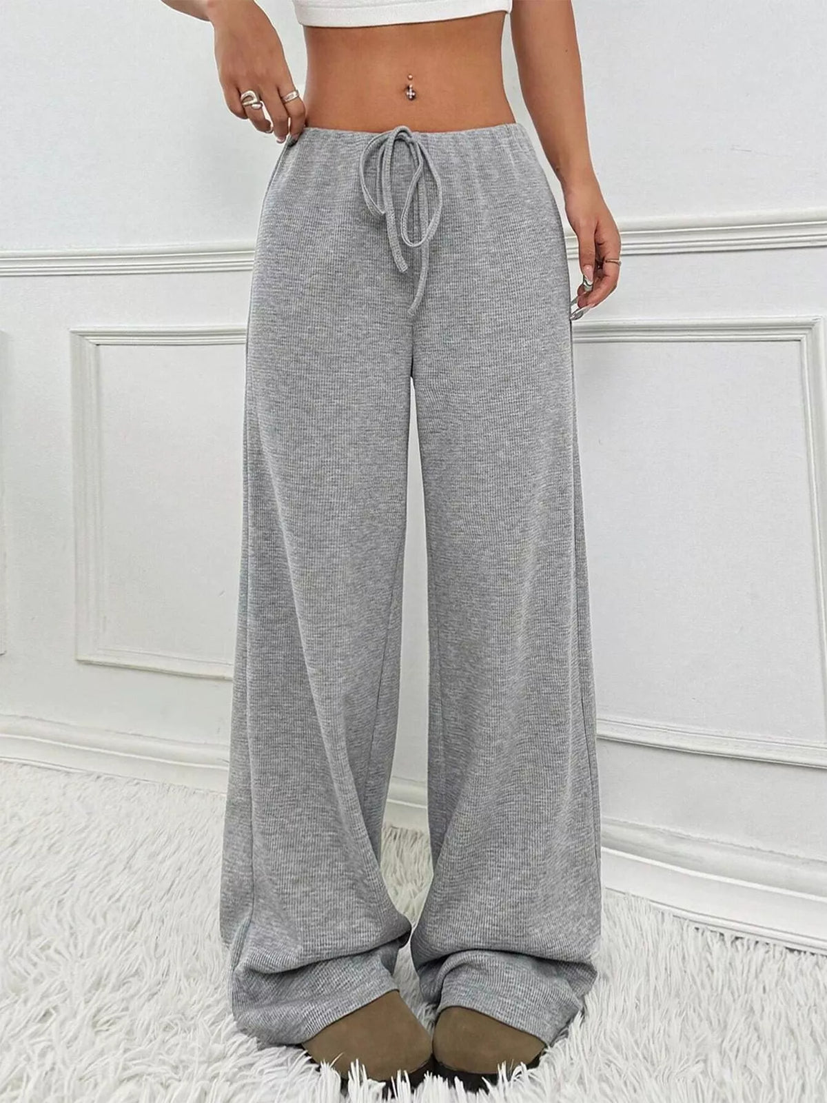 Ribbed knit pants flat lay