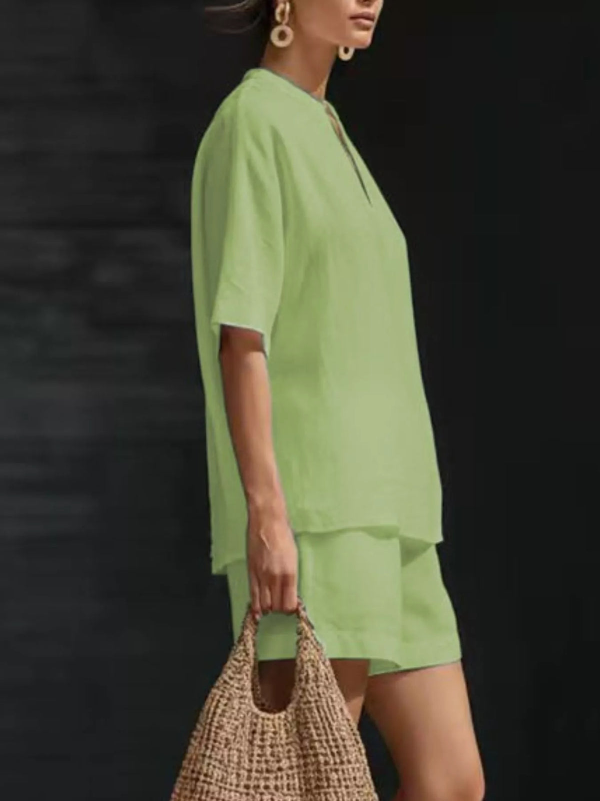 Notched top and shorts set back view