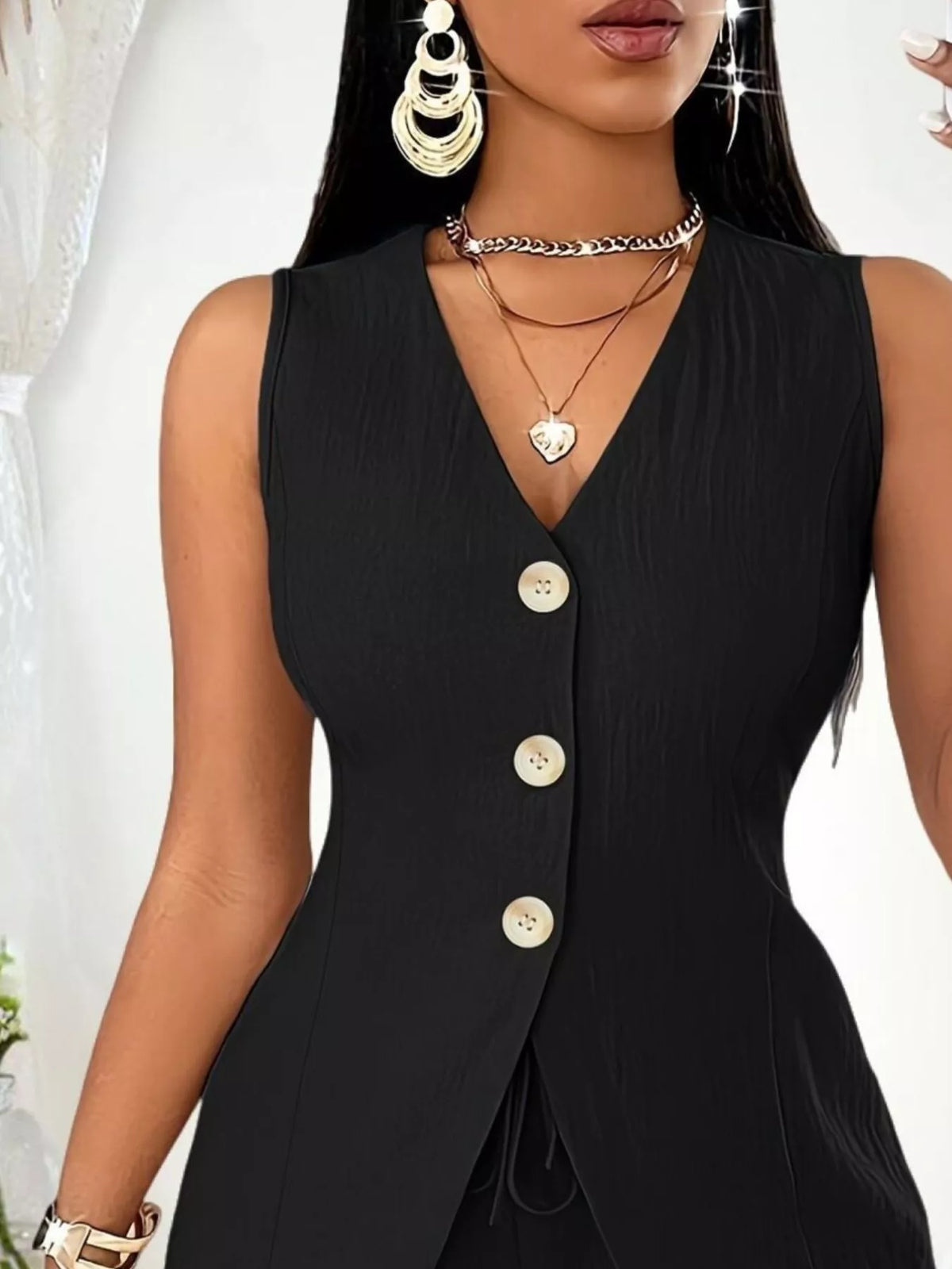 Button down vest two piece set styled look