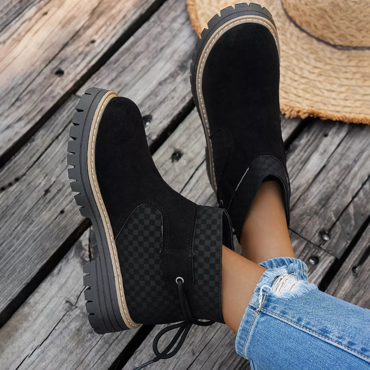 Round Toe Platform Boots side profile