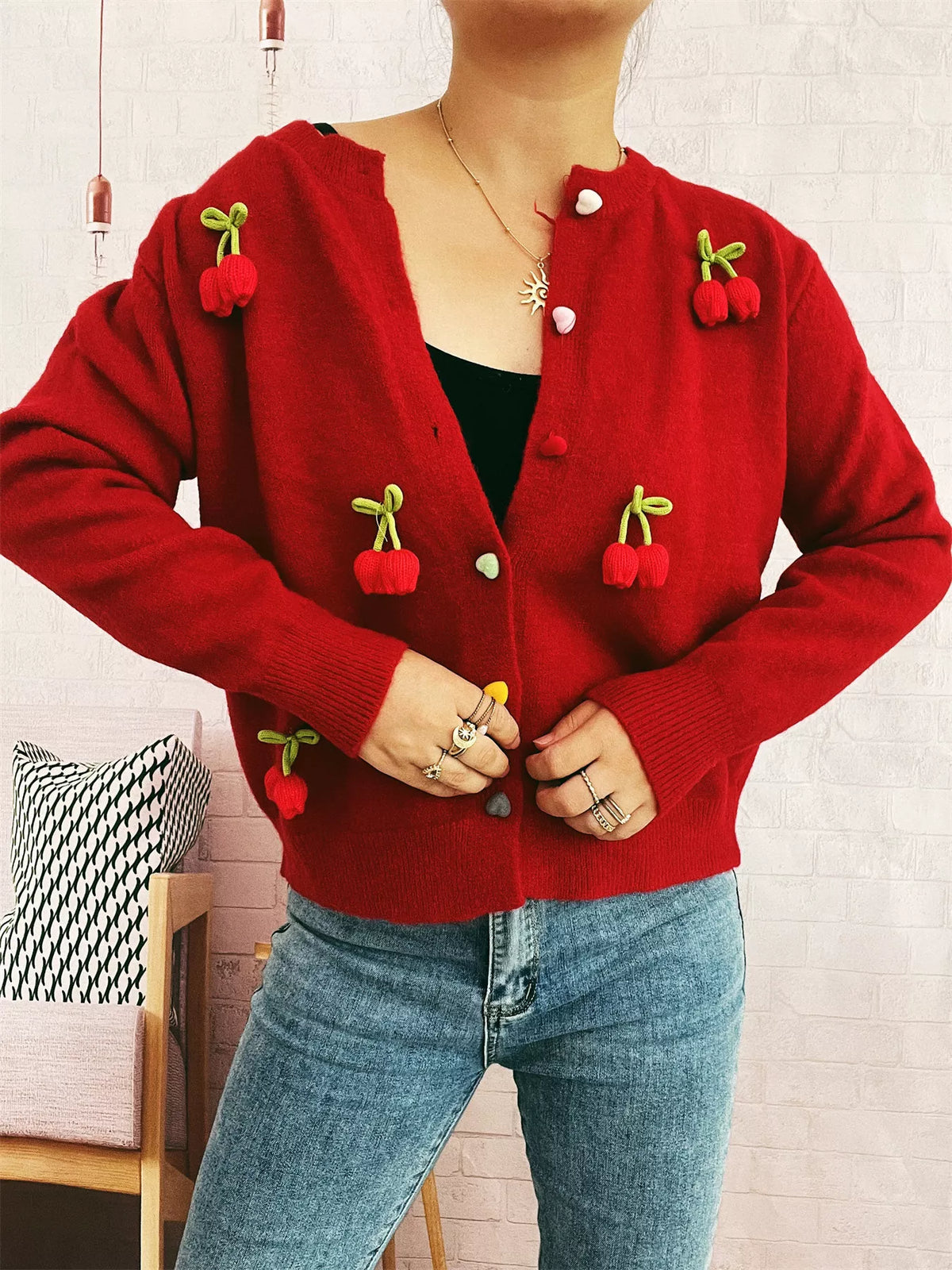 Flower cardigan flat lay