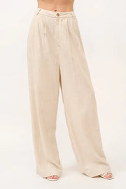 And The Why High-Rise Wide Leg Linen Blended Pants - Fashorio