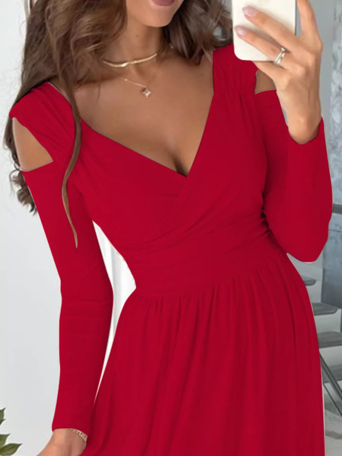 Slit surplice cold shoulder maxi dress view 11