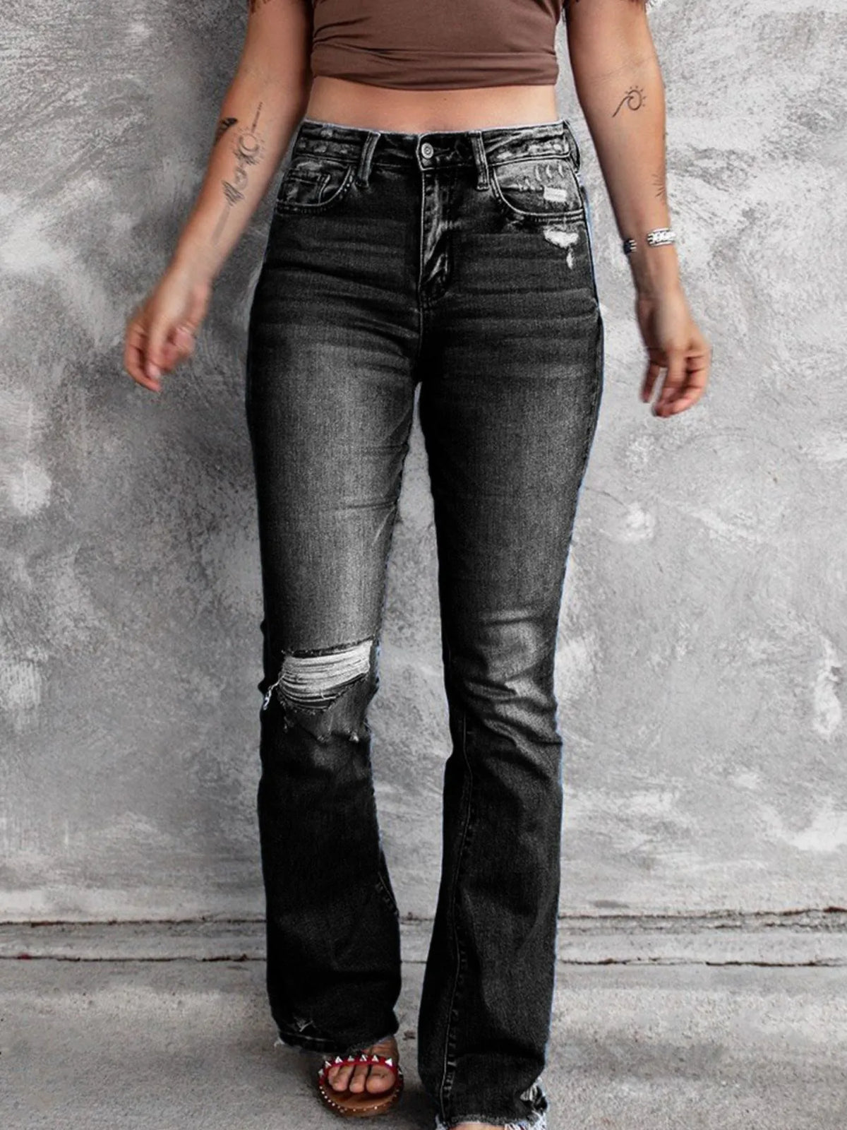 Distressed Flare Jeans, view 9