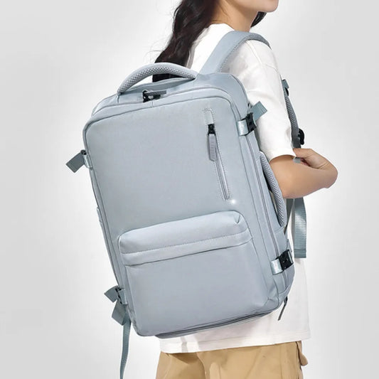 Oxford Cloth Side Pockets Backpack Bag with Handles Air Force Blue One Size - Fashorio