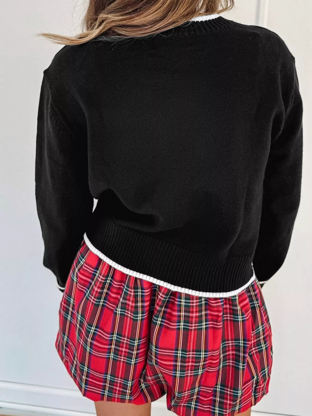 bow cropped sweater full length view