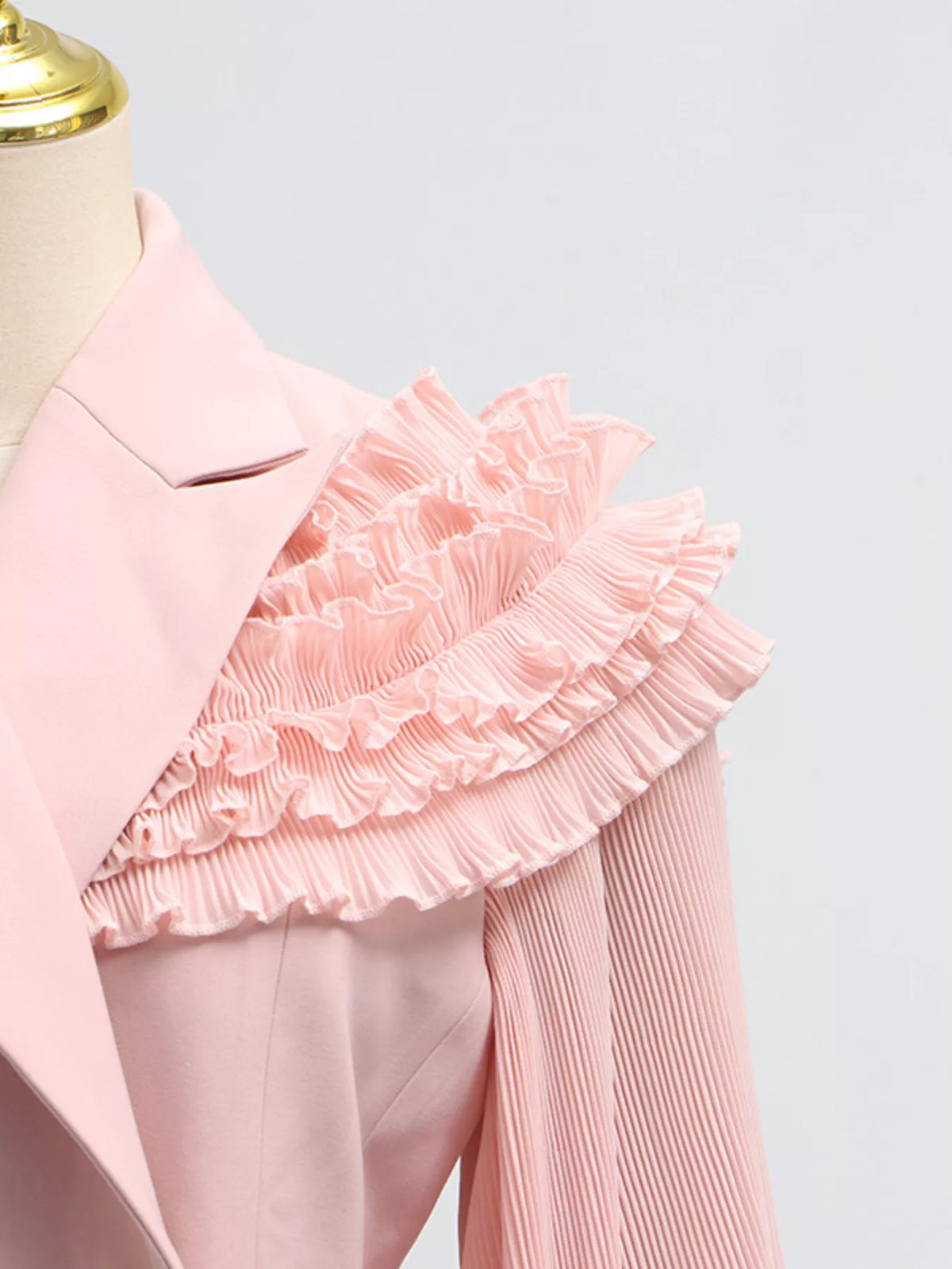 Frill Lapel Collar Top and Pleated Skirt Set, view 13