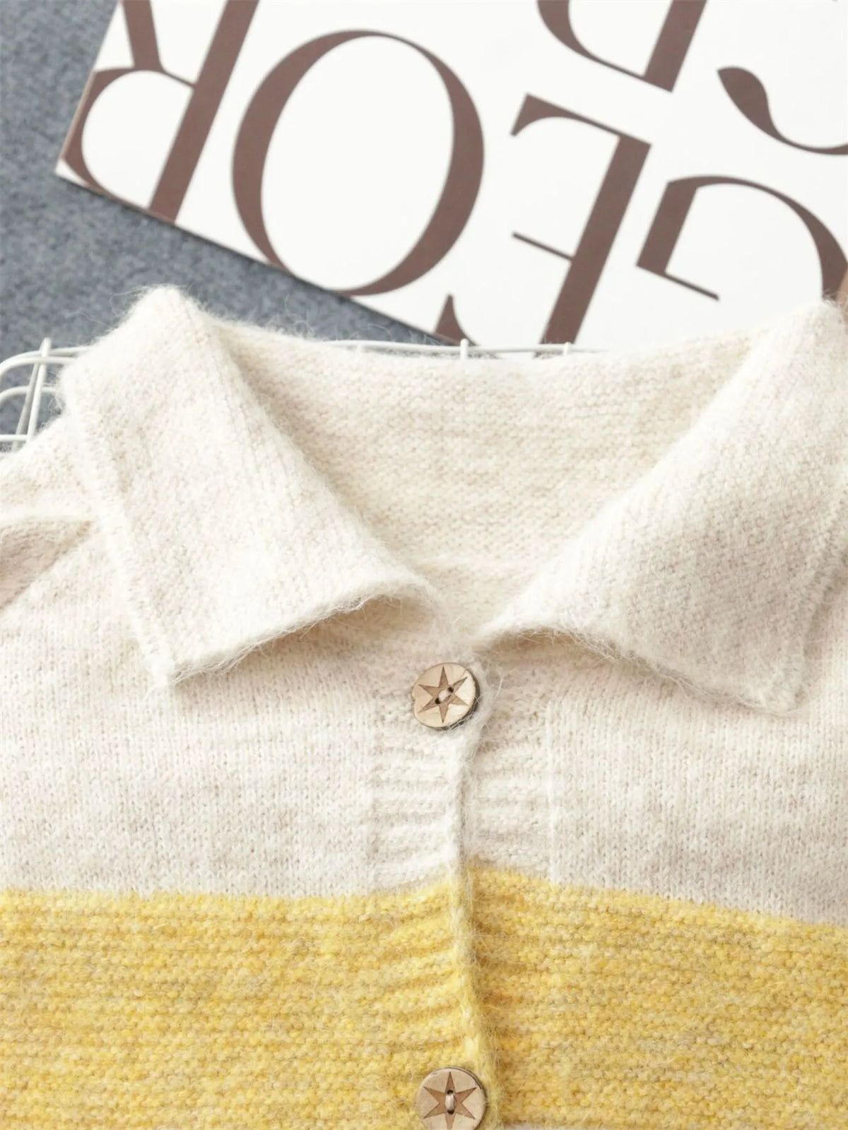 striped cardigan side view