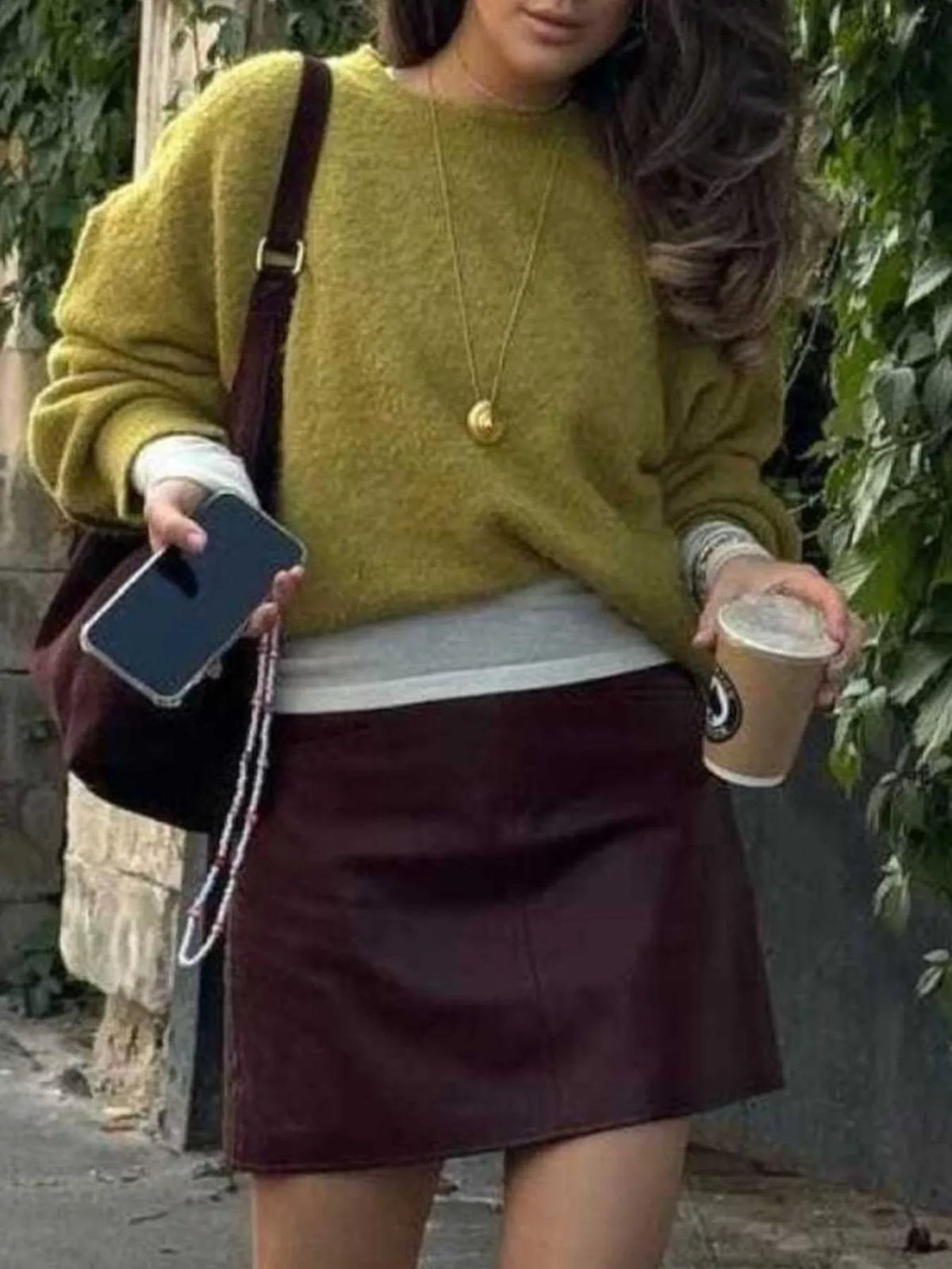 round neck dropped shoulder sweater neckline detail