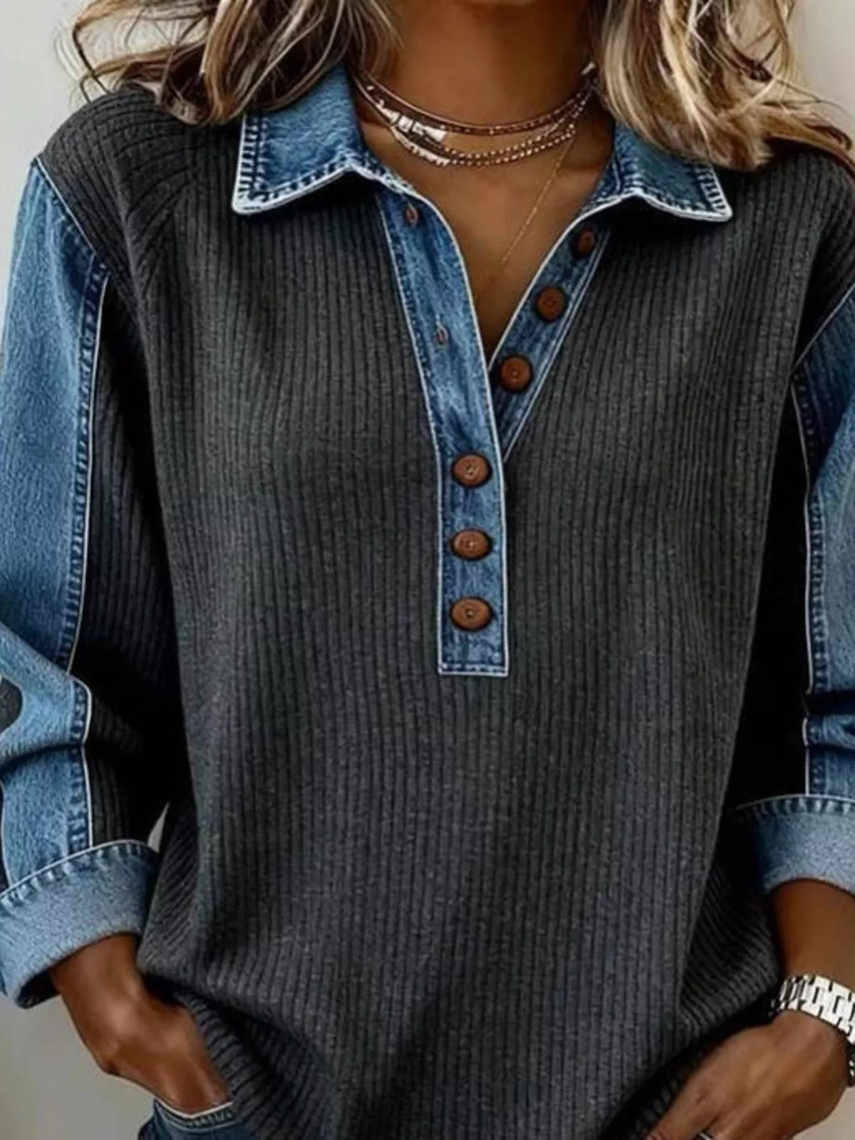 Side view of the sweatshirt showing the relaxed fit