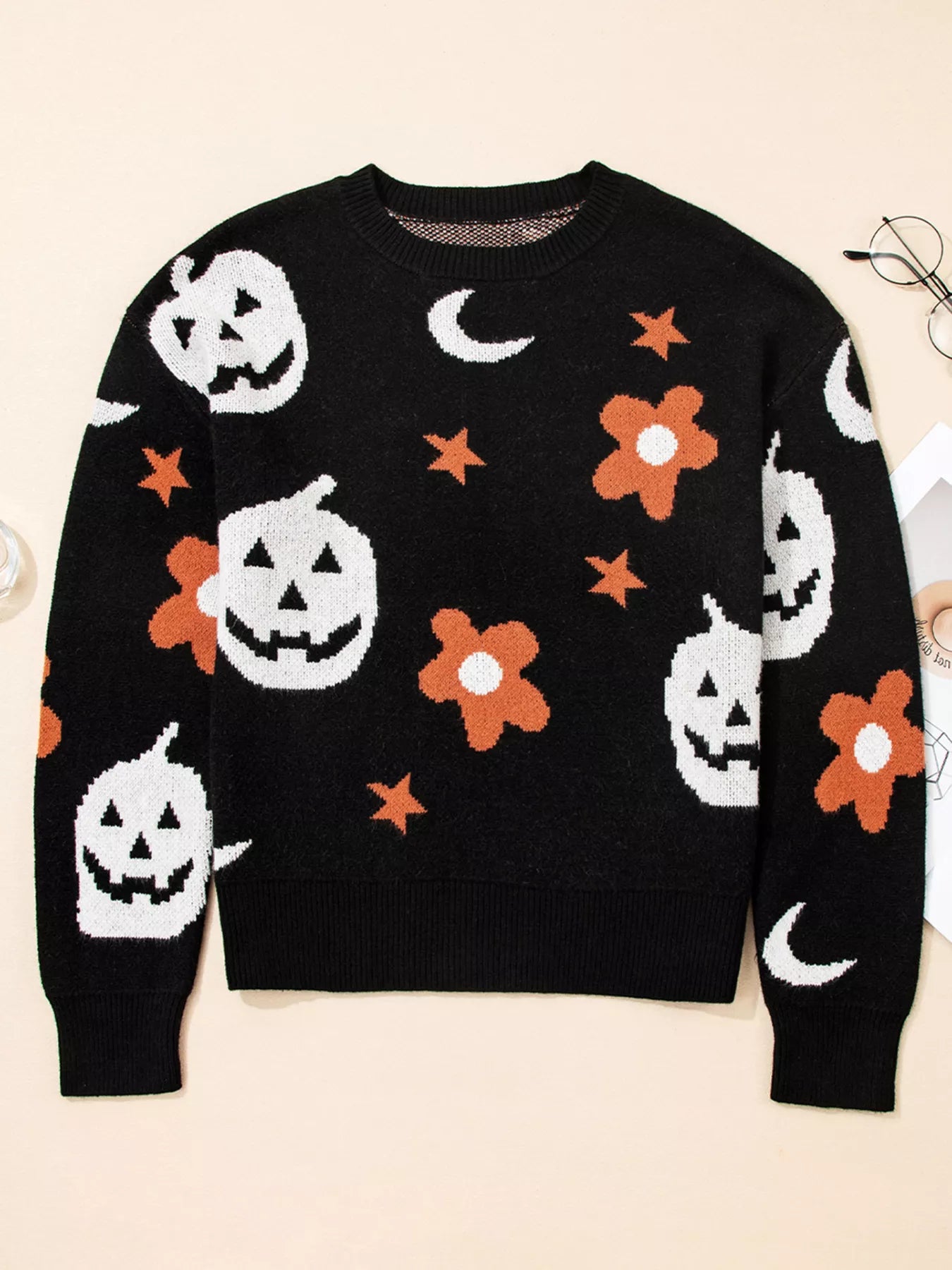 Halloween Gothic Pattern Long Sleeve Sweater - Fashorio