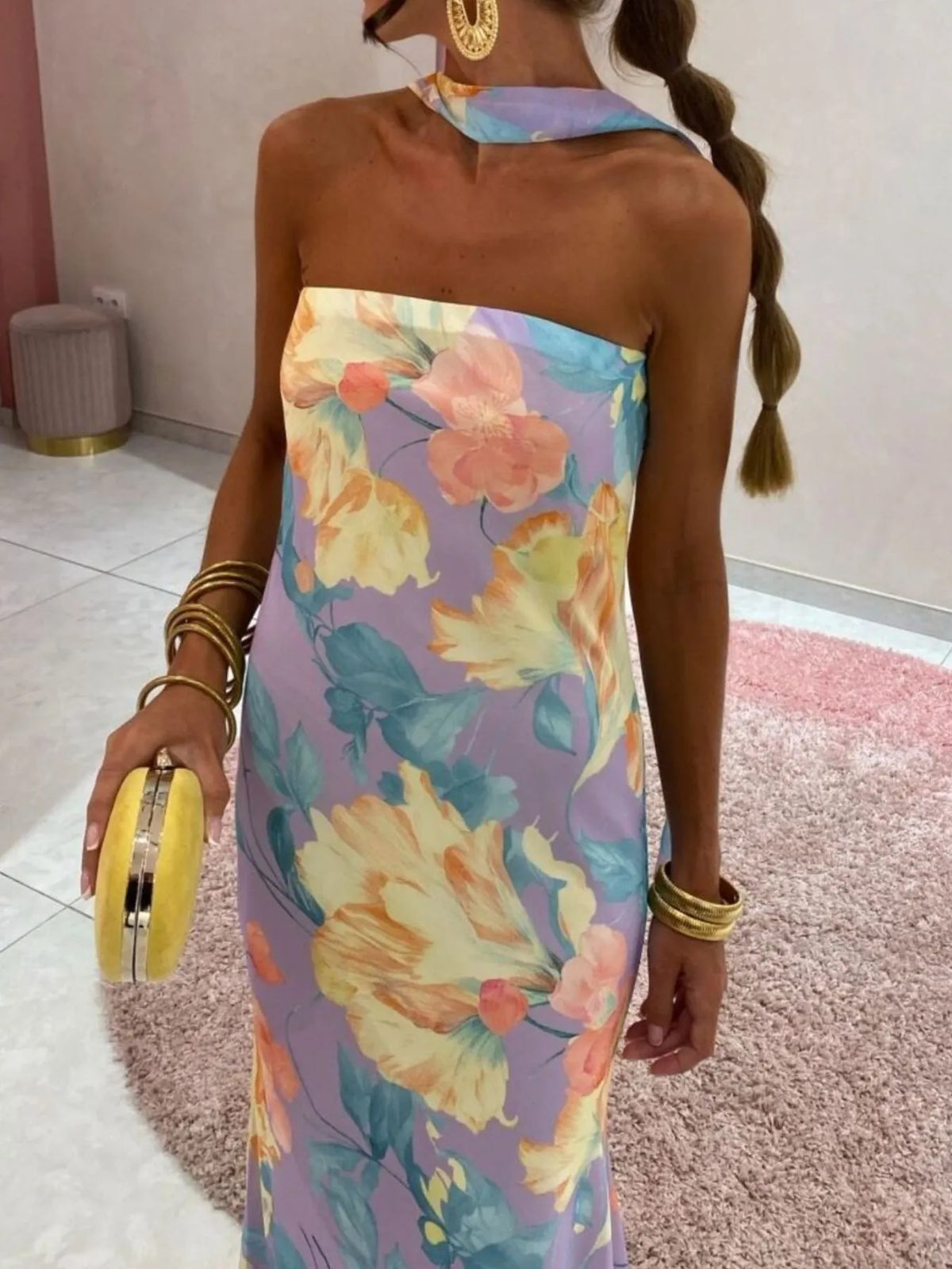 Printed tube maxi dress view 28