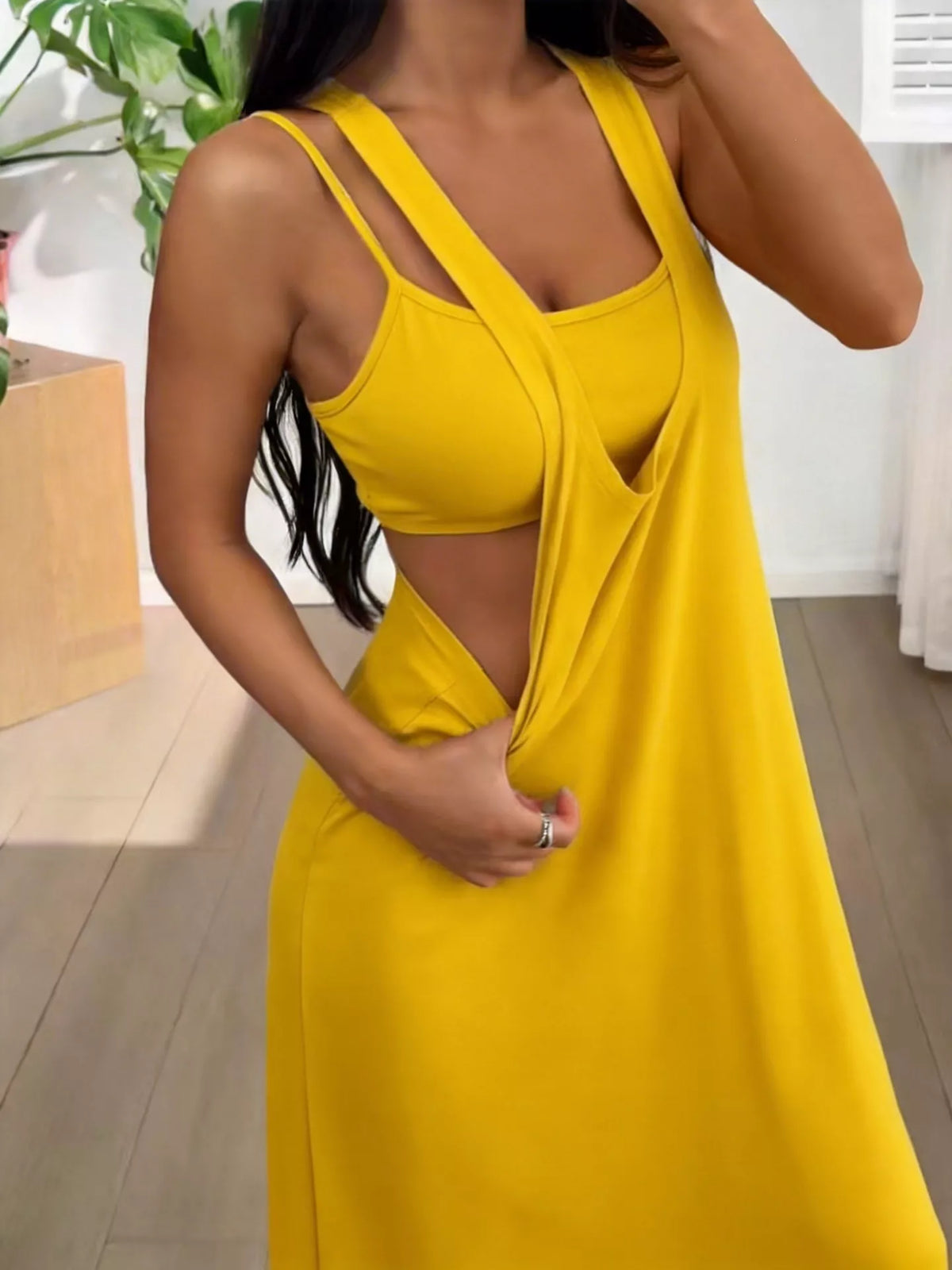 Scoop Neck Cami and Maxi Dress Two Piece Set, view 14