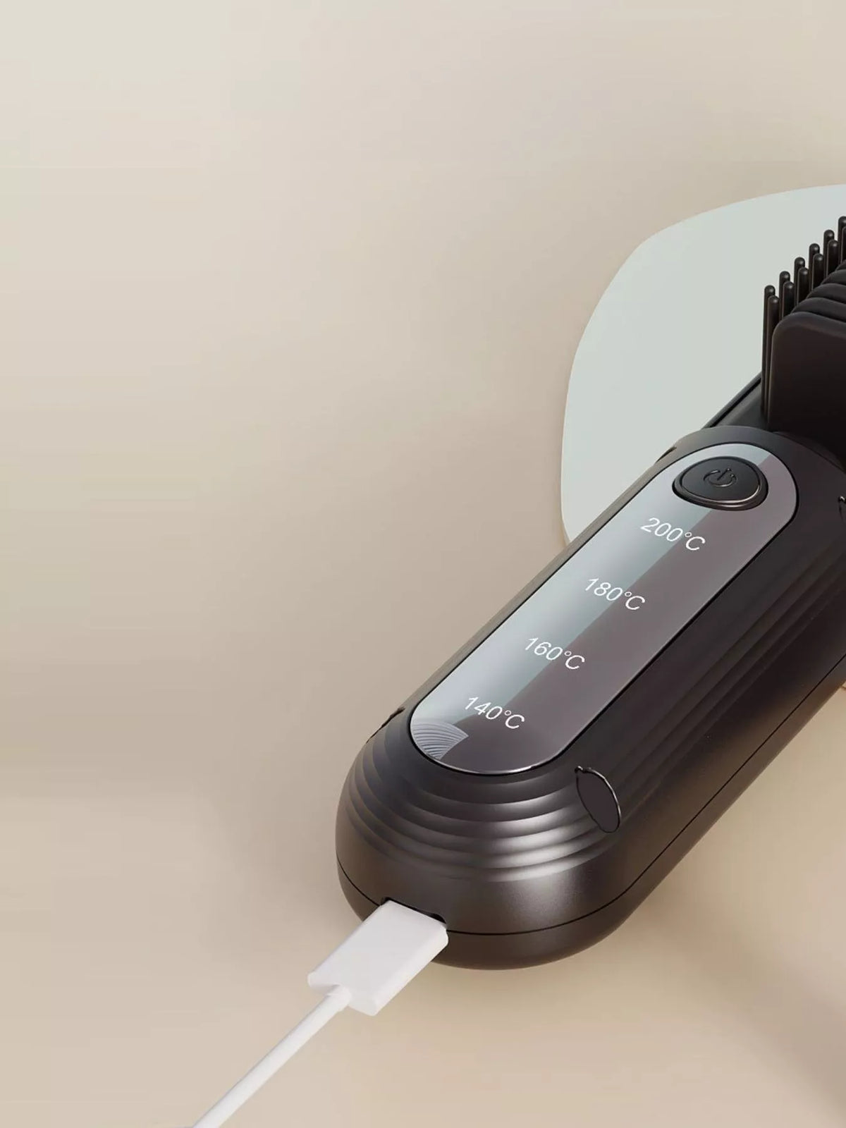 Straightening comb bristles close up