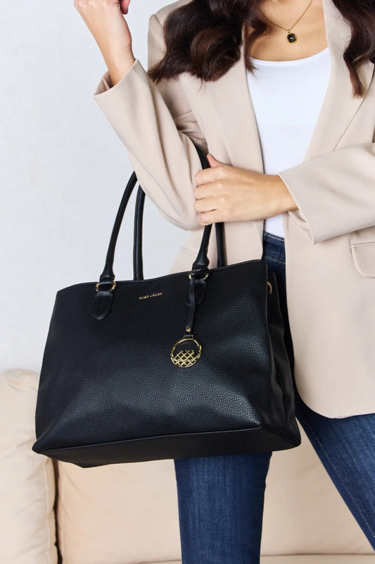 David Jones Structured Leather Handbag BLACK One Size - Fashorio