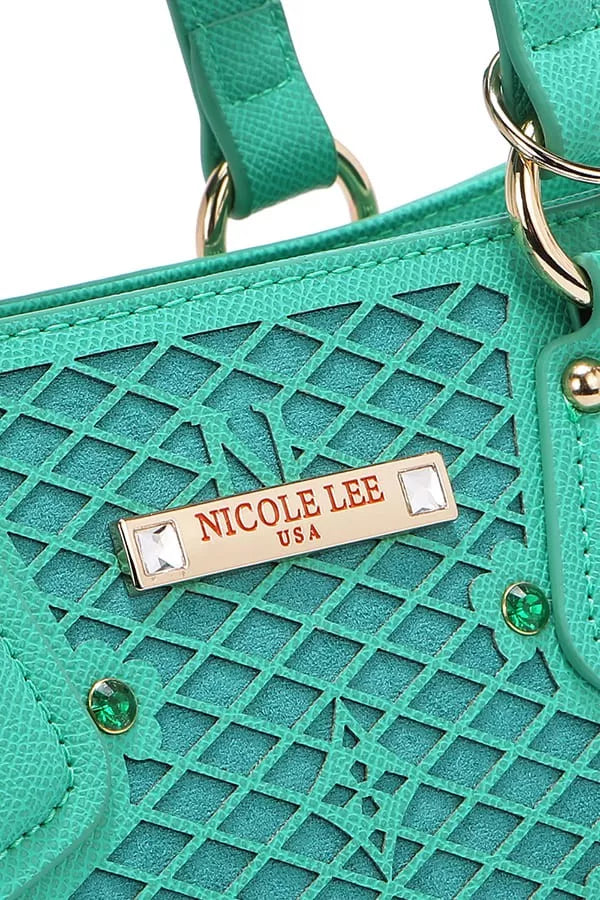 Monogram Pattern Handbag with Rhinestones Decor view 12