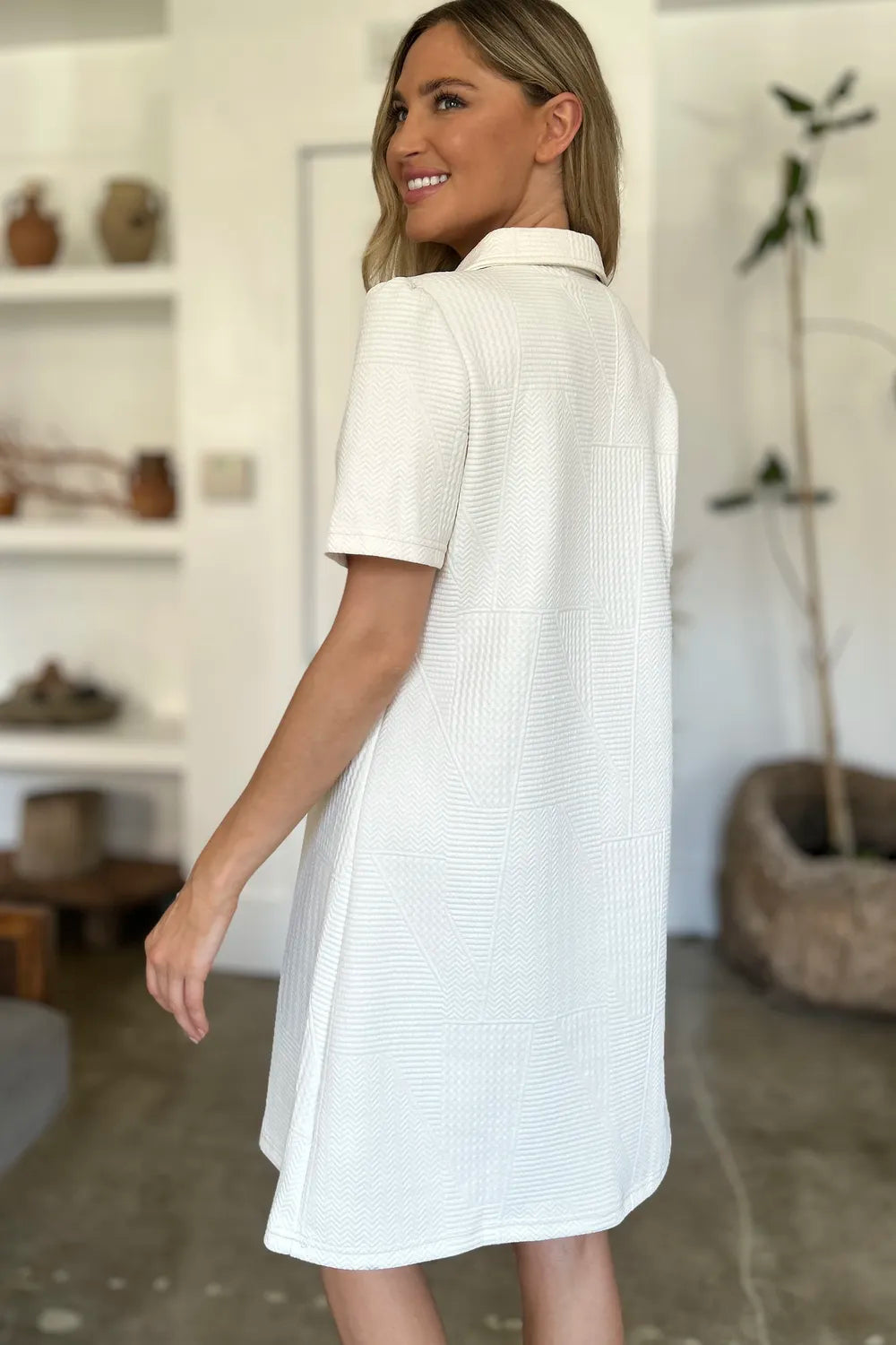 Textured dress in brown colorway