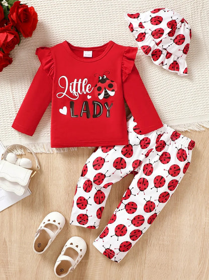Children's Cartoon Top and Pants Set Red - Fashorio