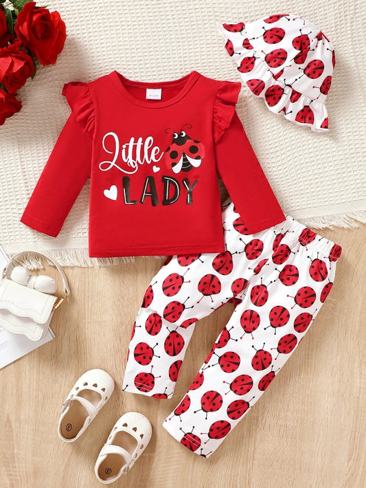 Children's Cartoon Top and Pants Set Red - Fashorio